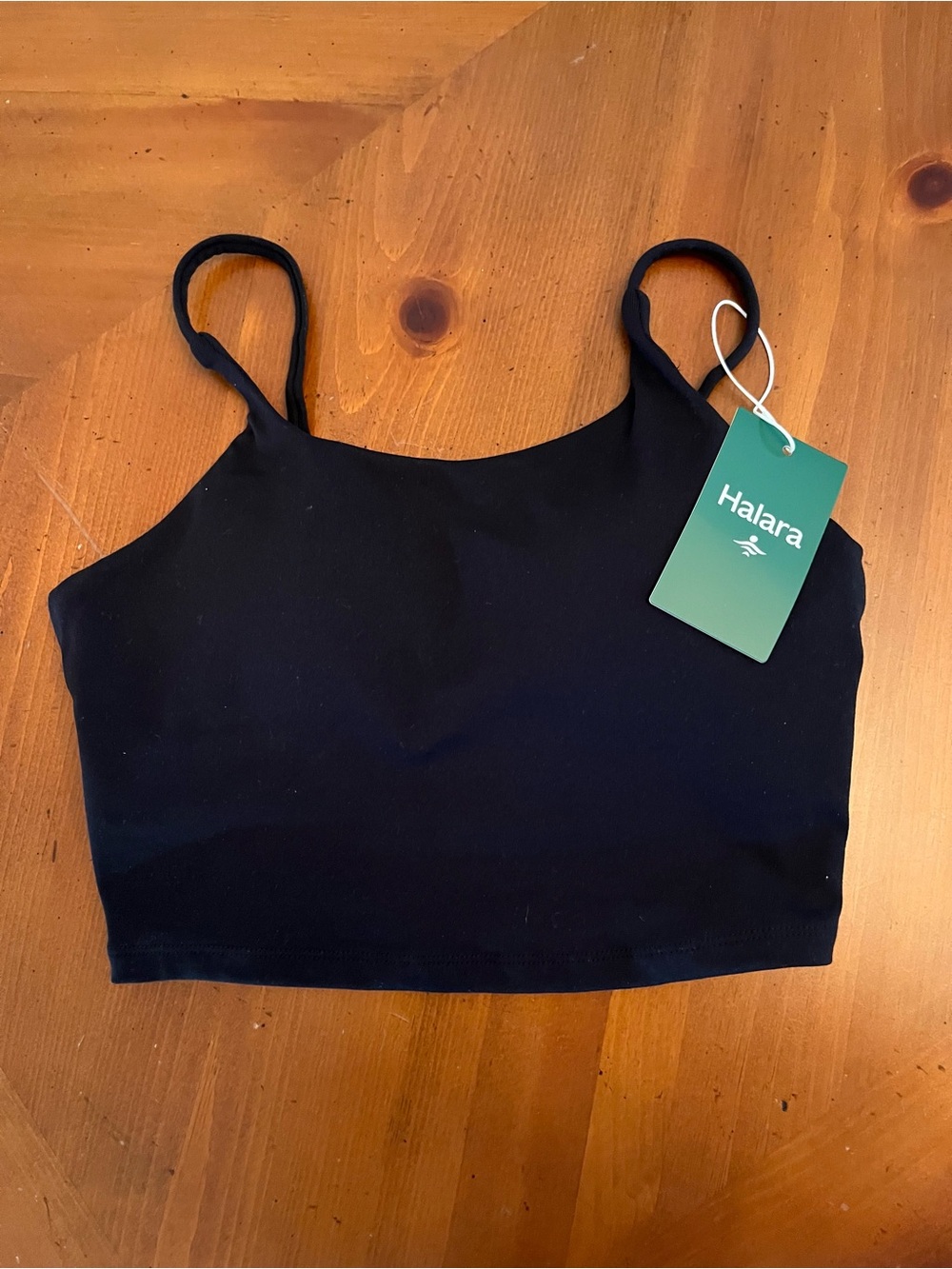 NWT! New Halara Women's Black Crop Cami/Sports Bra